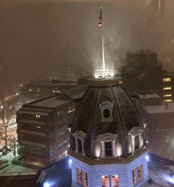 Winter Storm Reshapes New York City: RIOC Responds and We Decipher As the storm moved in, fresh snow swirled around The Octagon and Coler Specialty Hospital.